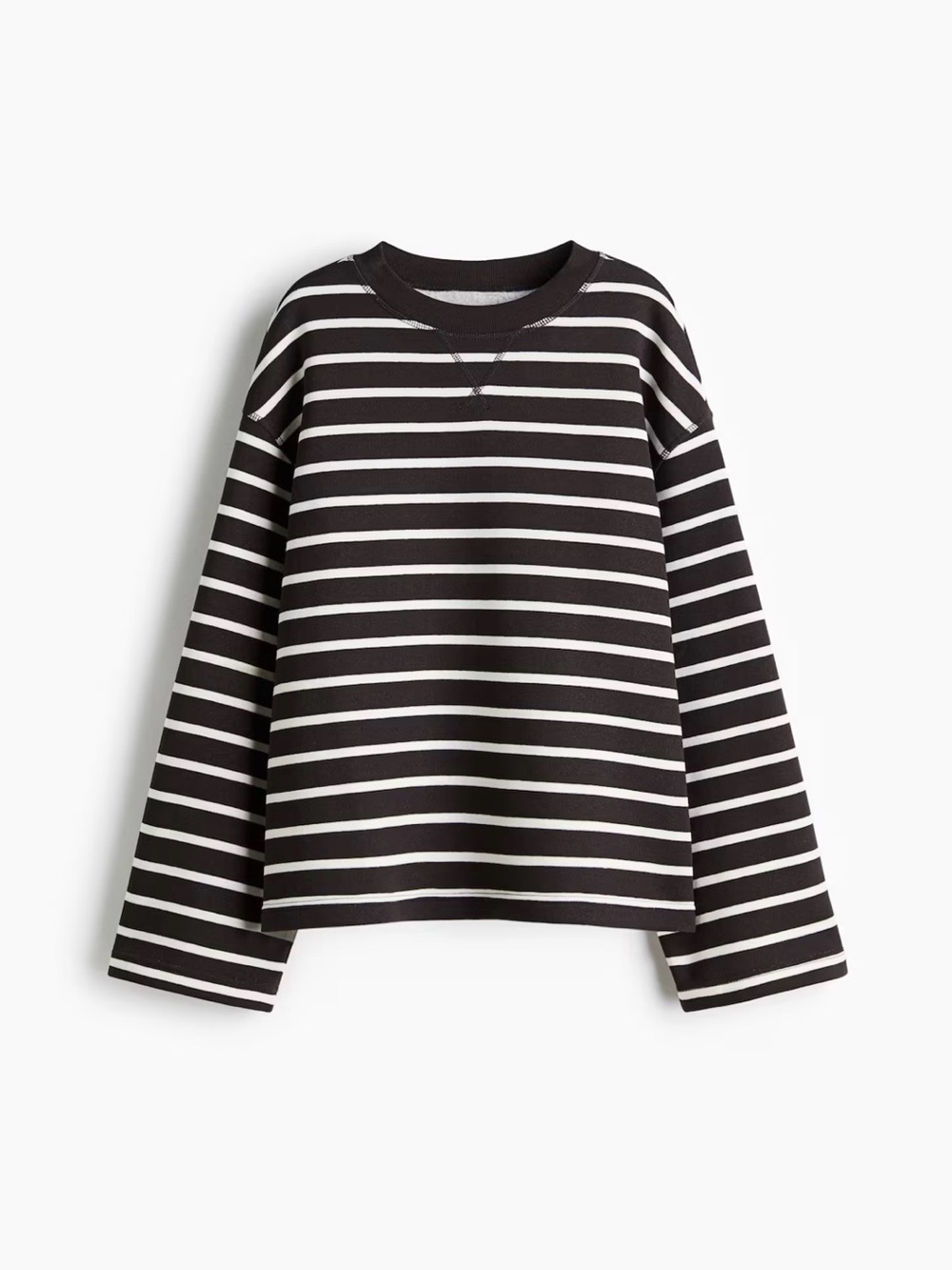 H&M Black and White Striped Crewneck Sweatshirt